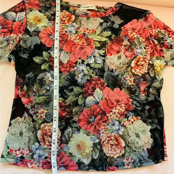 Lot Ginger G Cottagecore Romantic Sheer Floral Mesh Crop Tshirts - Picture 13 of 13